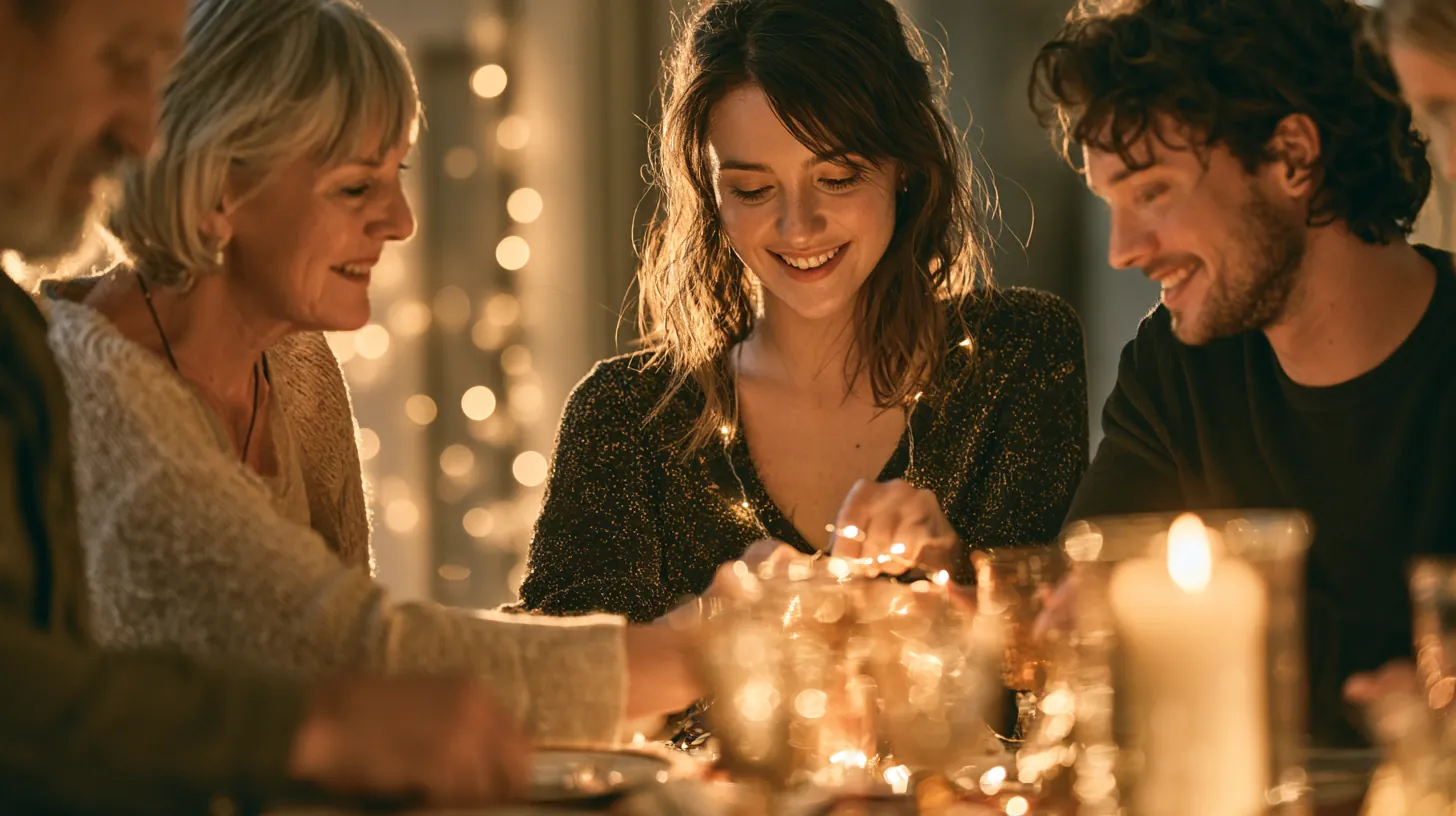 Multigenerational family setting a festive dinner table paid for with an Uplyft Capital holiday loan