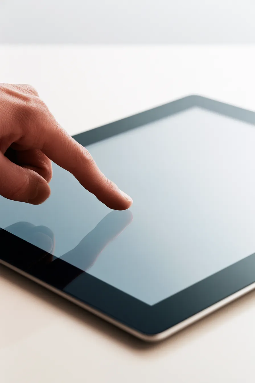 Finger tapping the submit button on a tablet to send an Uplyft Capital request